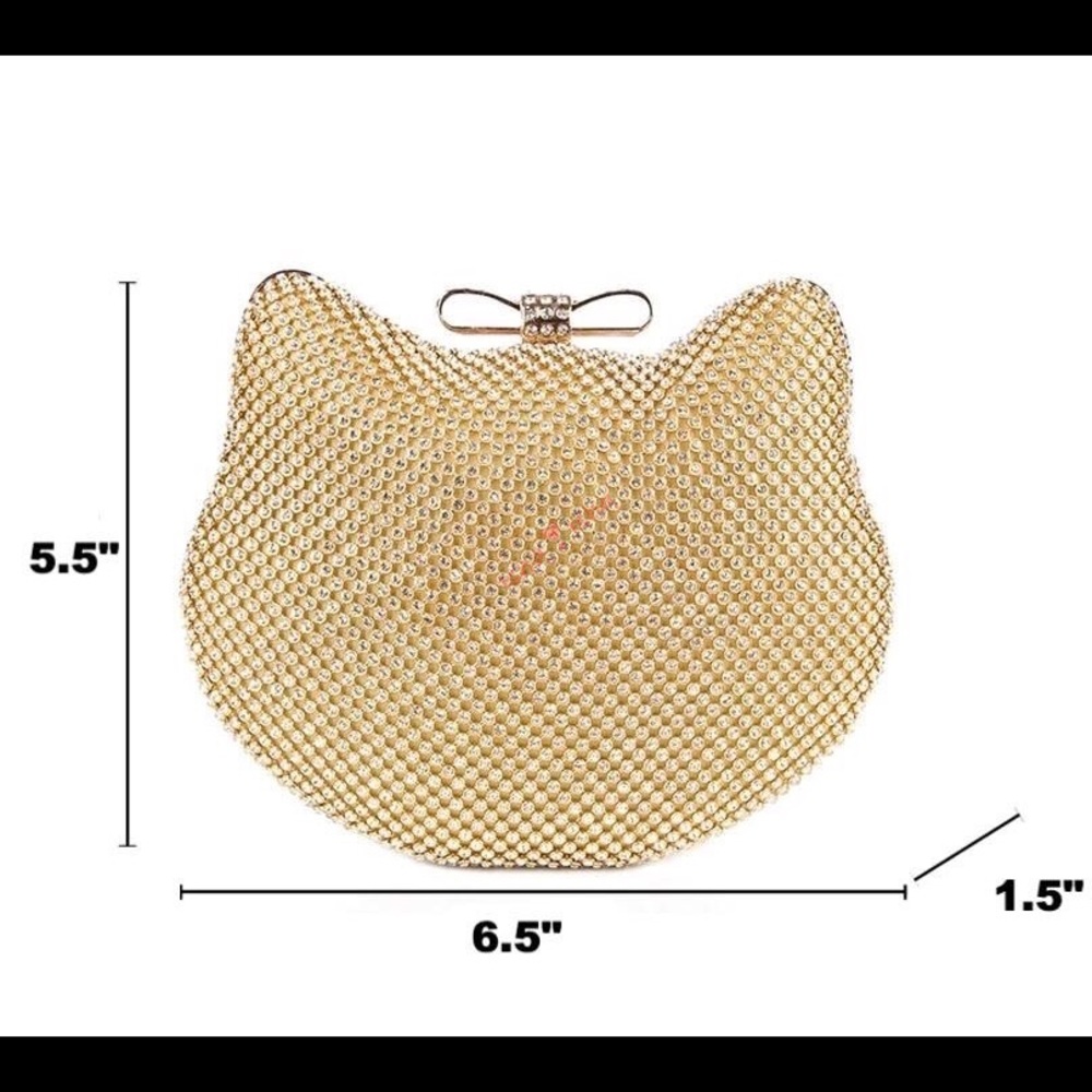 Kitty, Rhinestone embellished Minaudière Clutch - Picture 5 of 8
